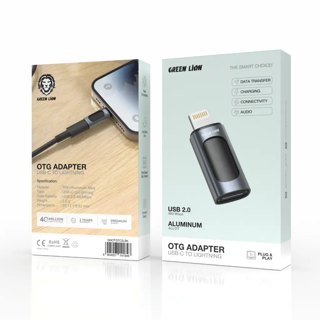 Green Lion OTG  ADAPTER USB-C To Lightning  USB 2.0 - Black