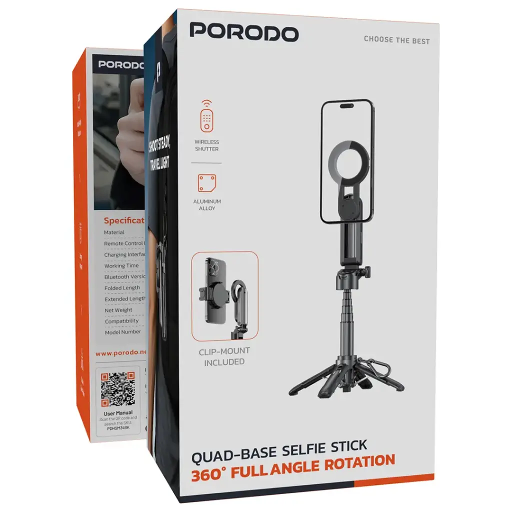PORODO-QUAD-BASE SELFIE STICK 360 HS34