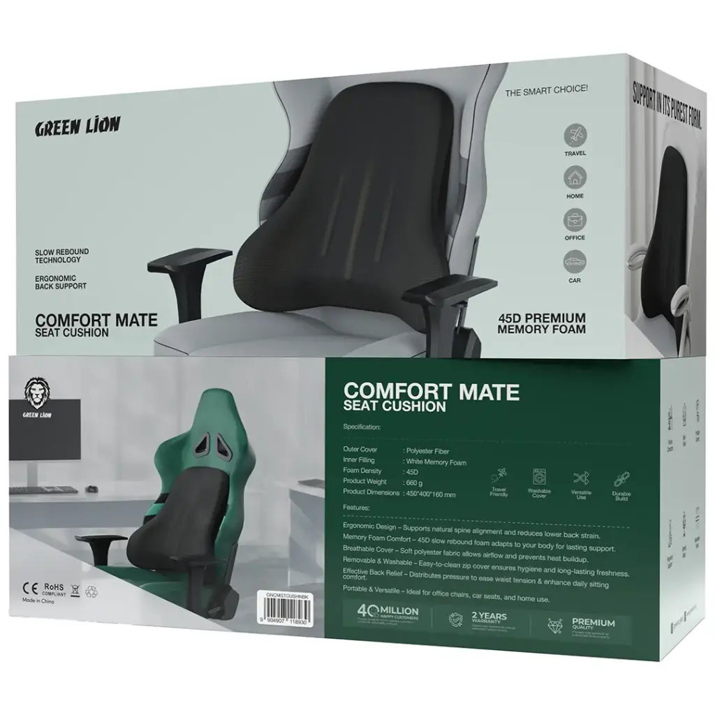 Green Lion Comfort Mate Seat Cushion - Black