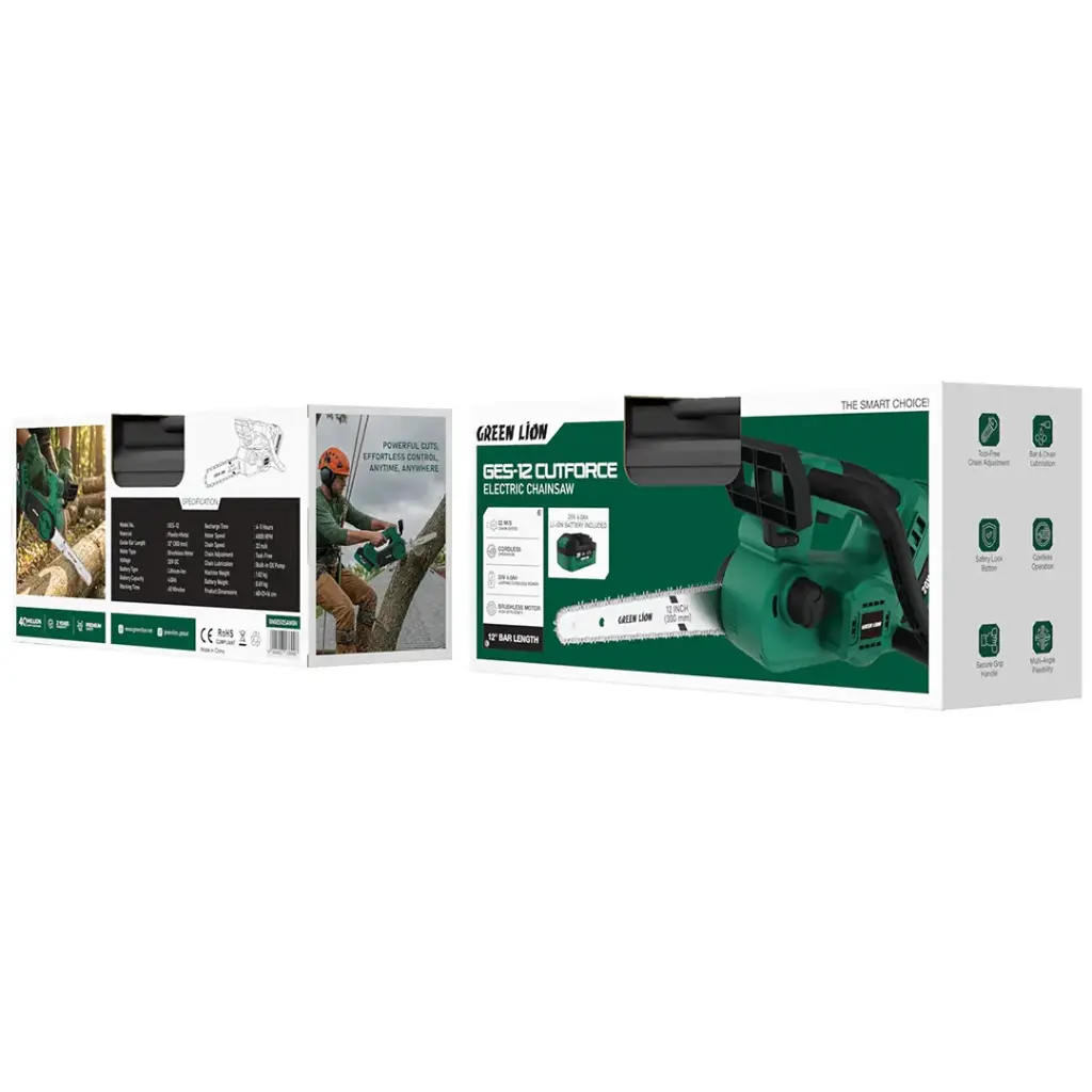Green Lion GES-12 Cutforce Electric Chainsaw - Green