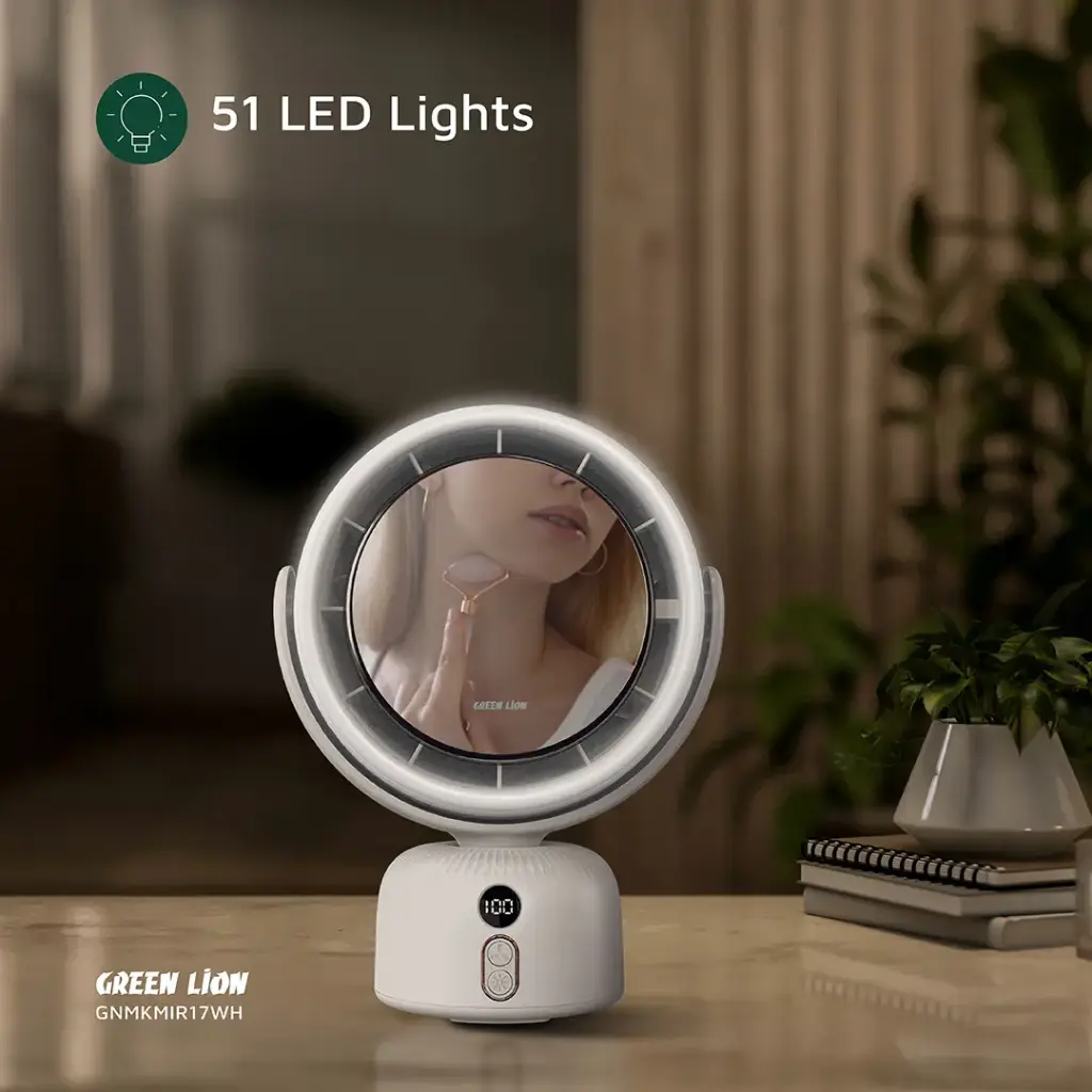 Green Lion Makeup Mirror Fan