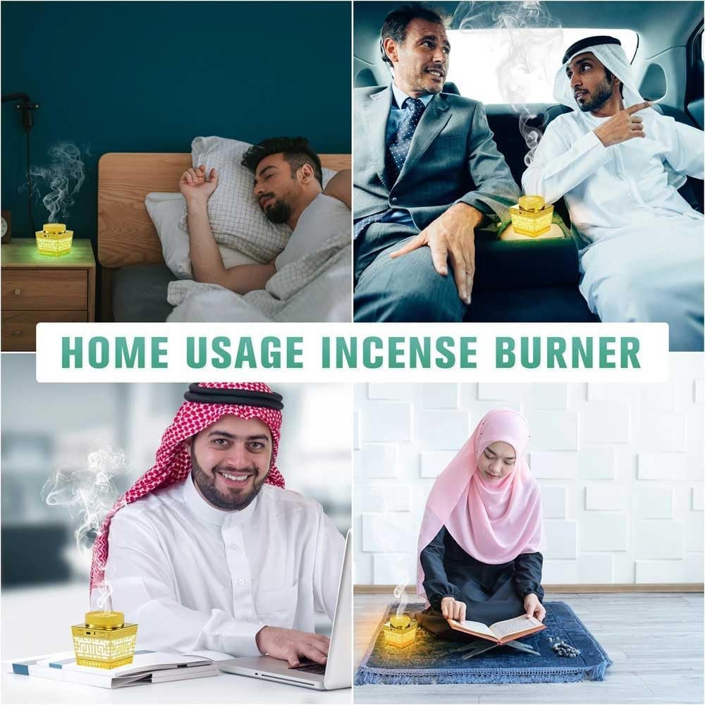 Quran Speaker &amp; Electric Bakhoor Burner Copy Clock, Holy Quran App, LED Light, USB Rechargeable