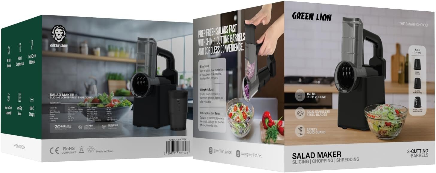 Salad Maker - Slicing, Chopping, Shredding - Black