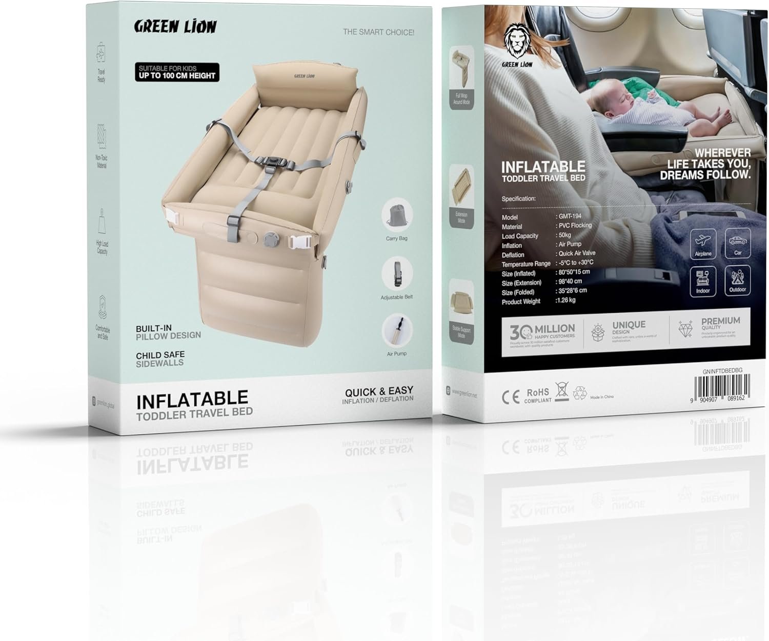 Inflatable Toddler Travel Bed - Beige