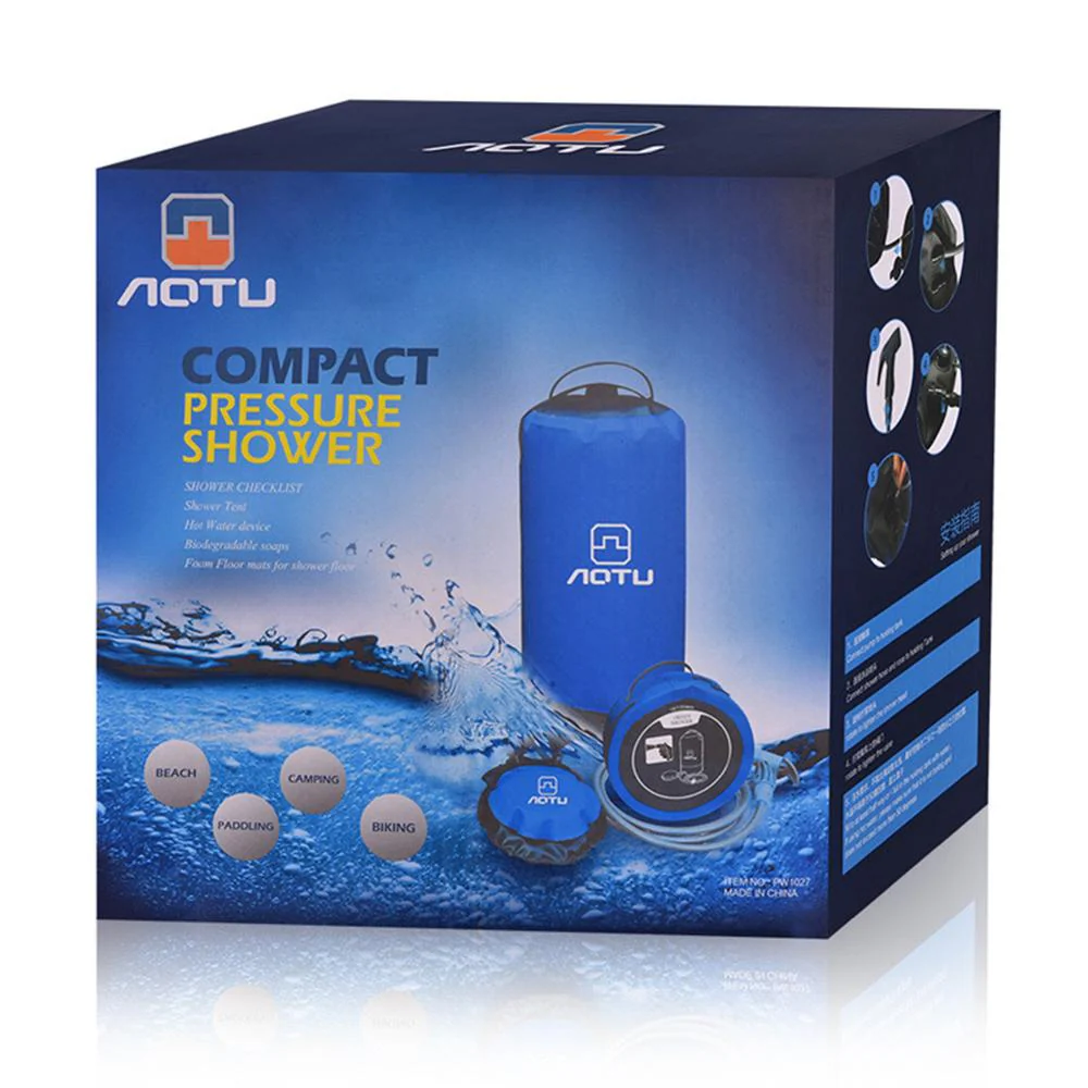 AOTU 11L PORTABLE PRESSURE SHOWER | CAMPING SHOWER WITH FOOT PUMP