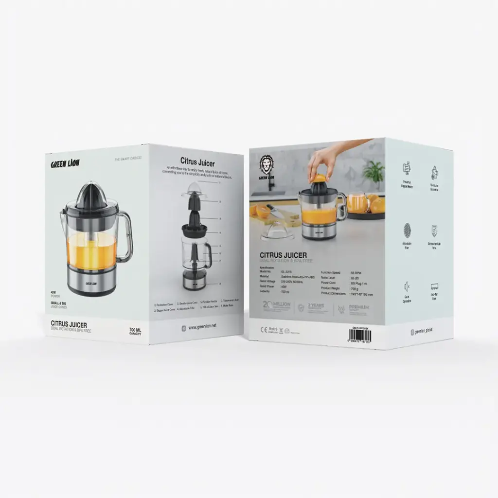 Green Lion 700mL Citrus Juicer with Dual Rotation &amp; BPA Free - Black