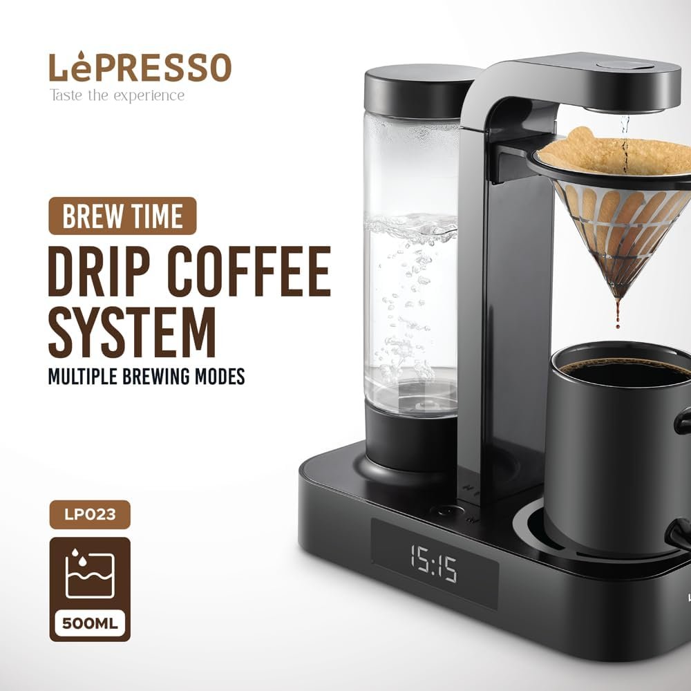 Lepresso Brew Time Drip Coffee System with Multiple Brewing Modes - Black