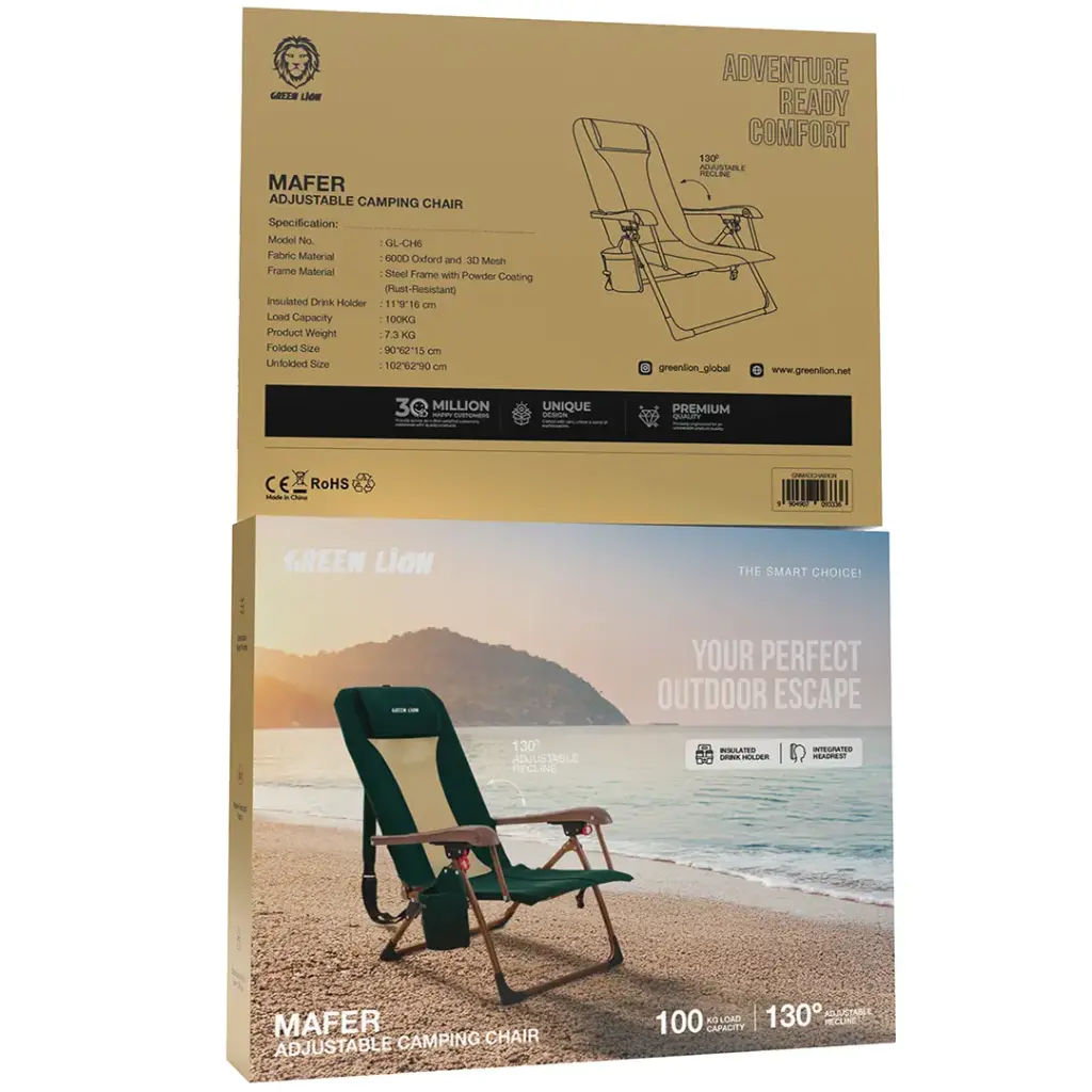 Green Lion Mafer Adjustable Camping Chair - Green