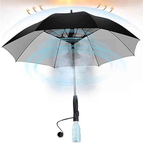 Umbrella with rechargeable fan