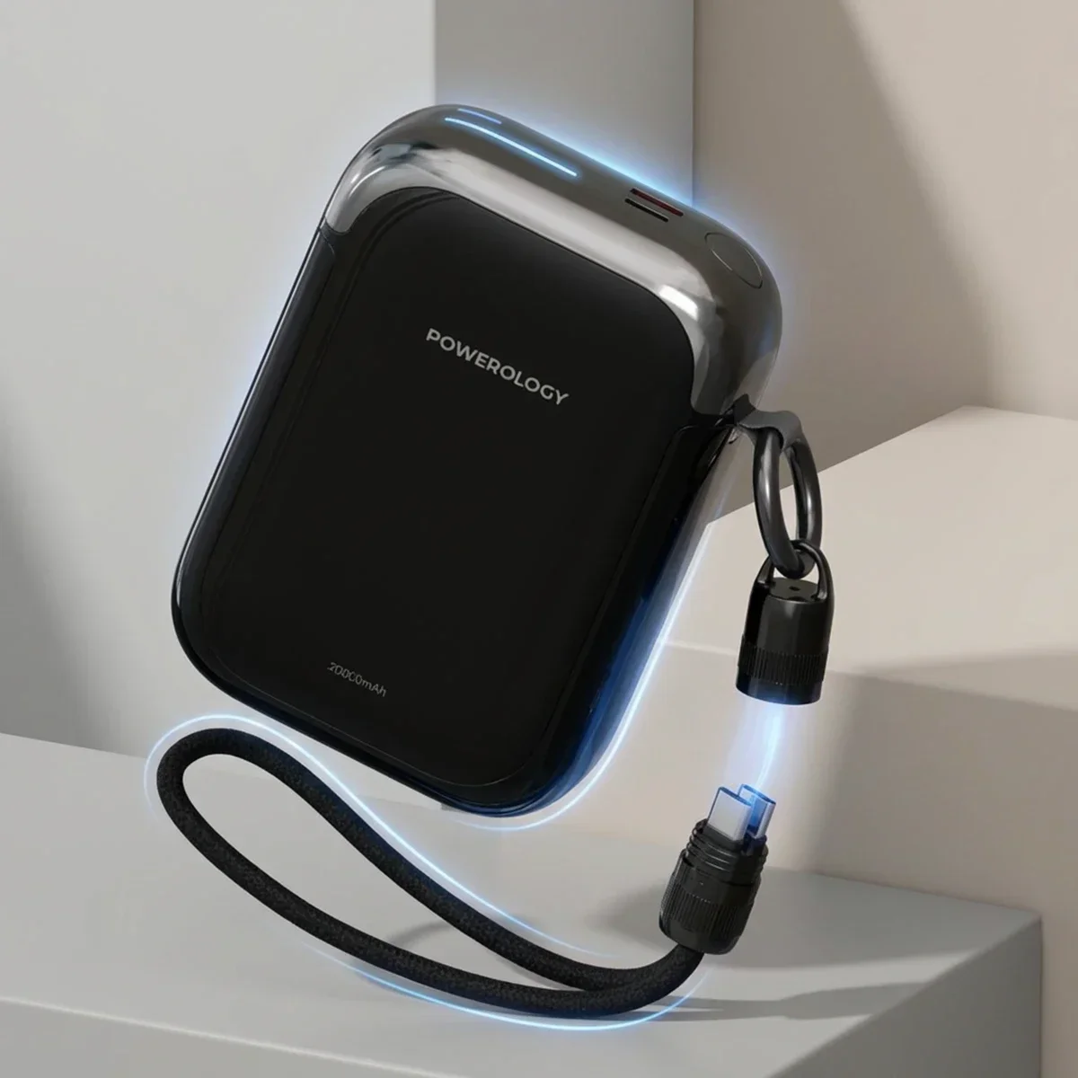 Bahamas 20000mAh Power Bank – 20W PD Fast Charging With Built-In Type-C And Lightning Cables Black