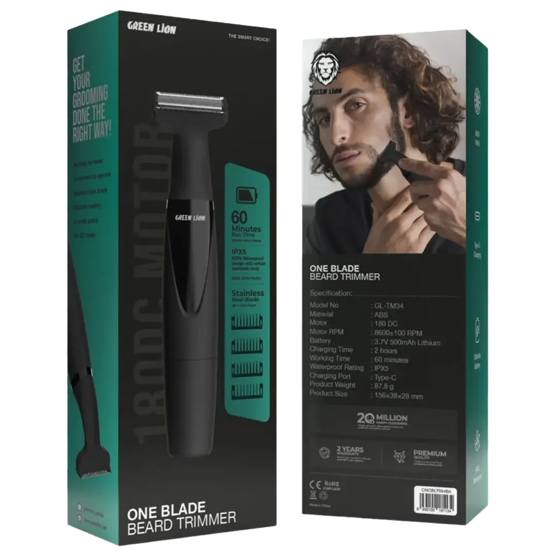 Green Lion One Blade Beard Trimmer 500mAh - Black