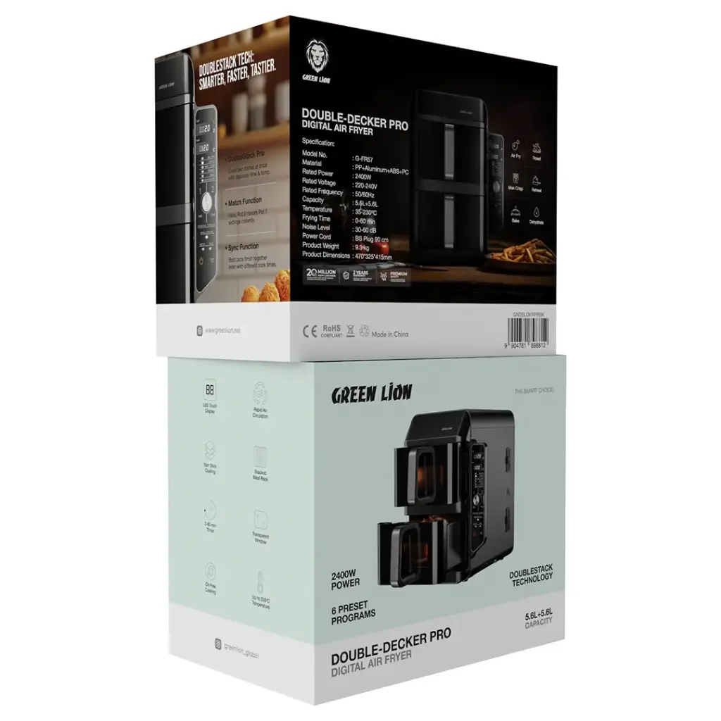 Green Lion  Double-Decker Pro Digital Air  Fryer - Black