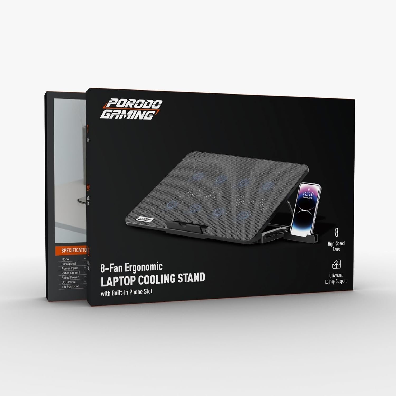 Porodo Gaming Laptop Cooling Pad With Phone Holder