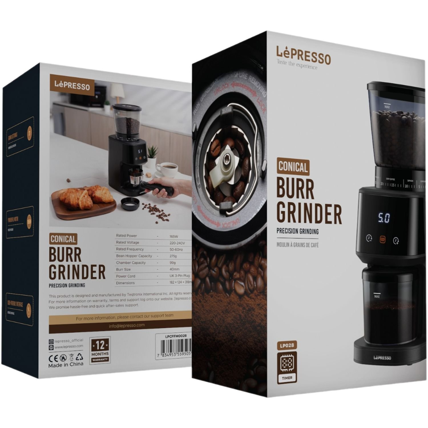 Lepresso Conical Burr Grinder - Black