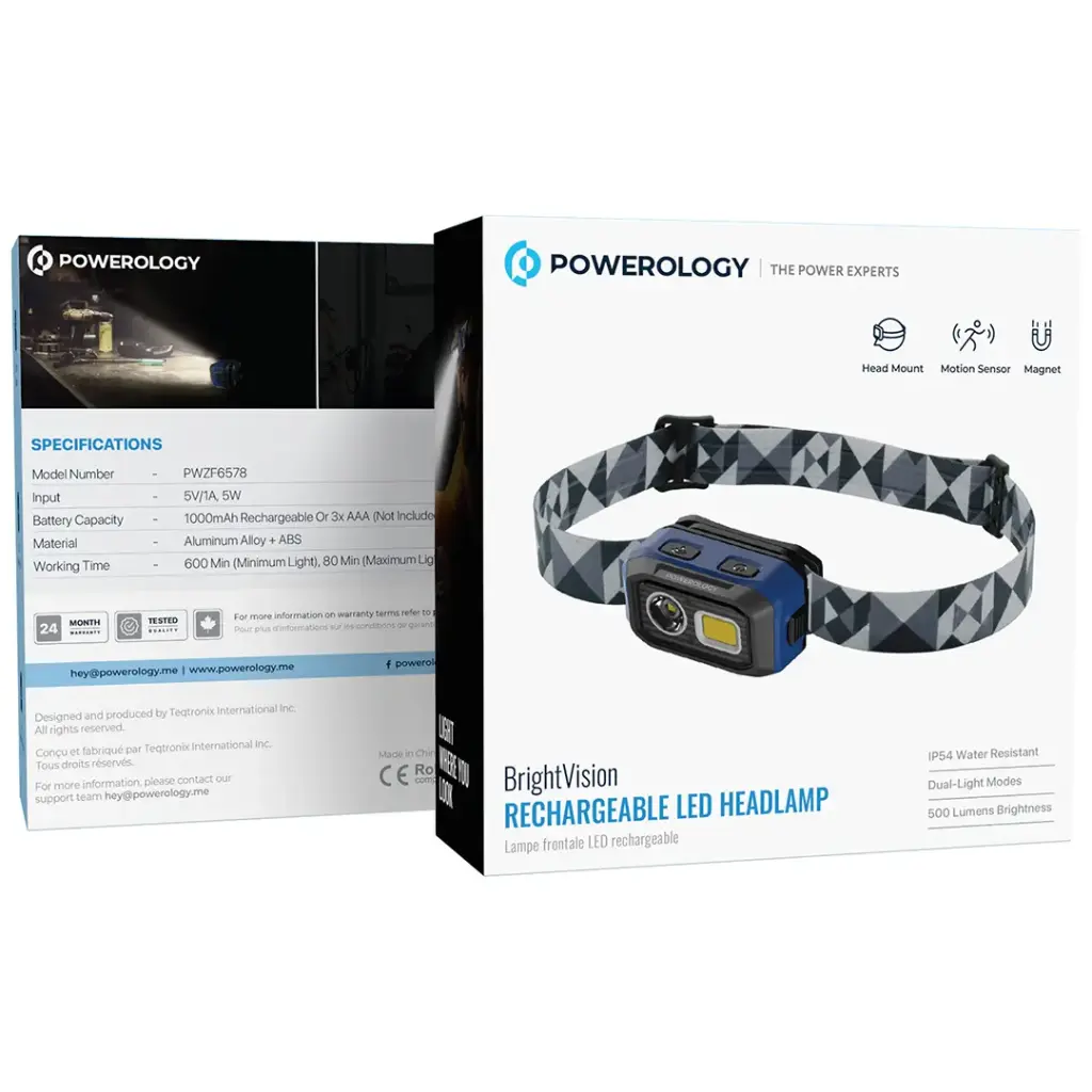 Poweology BrightVision Rechargable Work Light with Motion Sensor + 500LM Osram &  COB Led