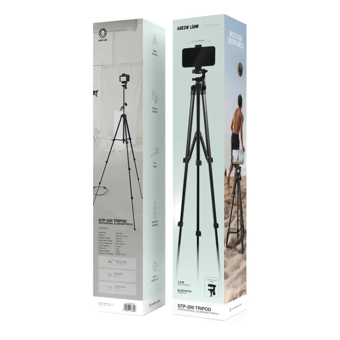 Green Lion GTP-200 Professional Aluminum Tripod – Black