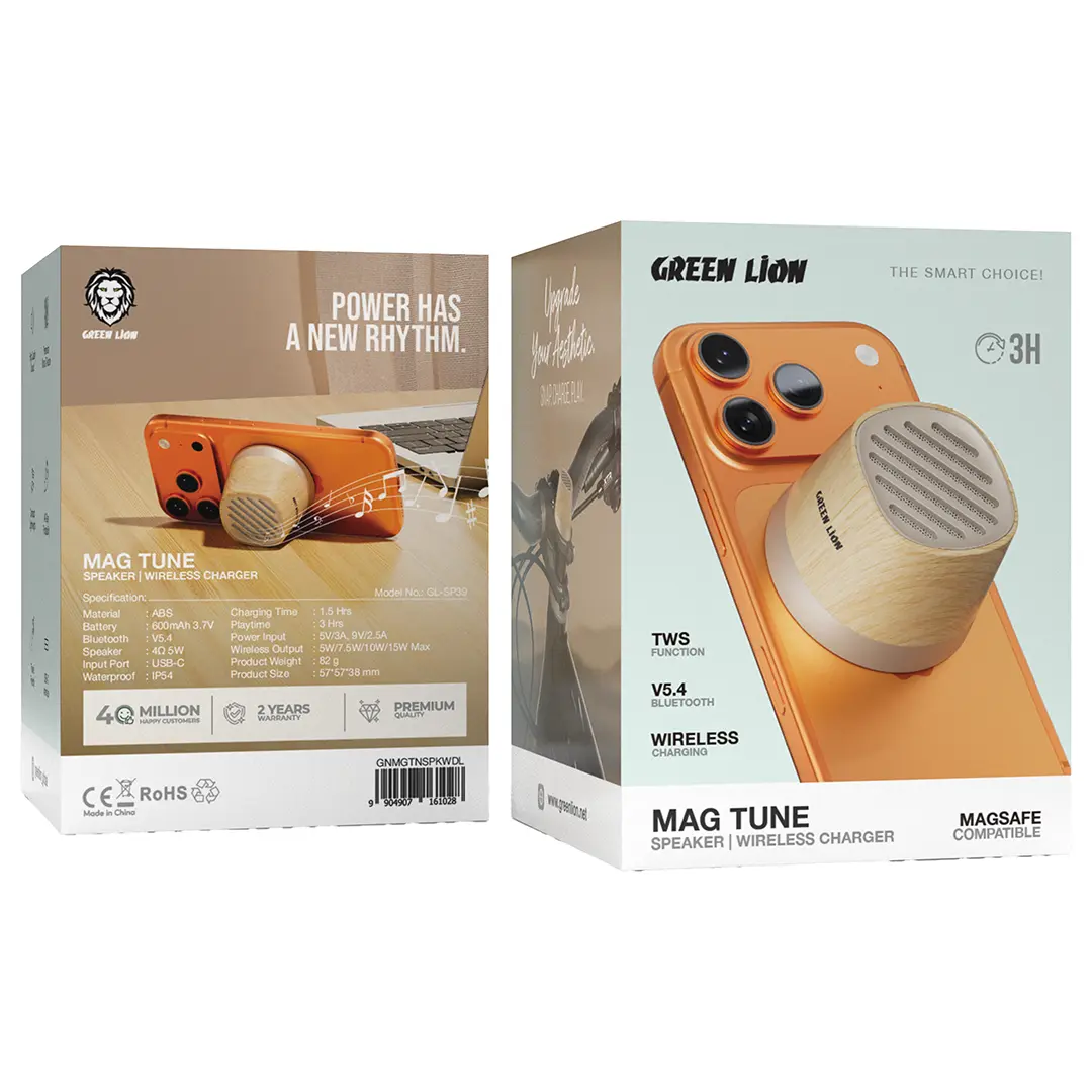 MAG TUNE Mini Speaker and Wireless Charger - Dark Wood