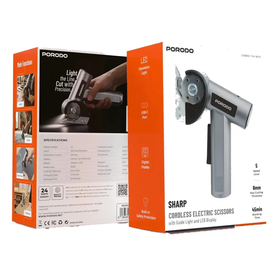 Cordless Rechargeable Electric Scissor with Guide Light and LED Display
