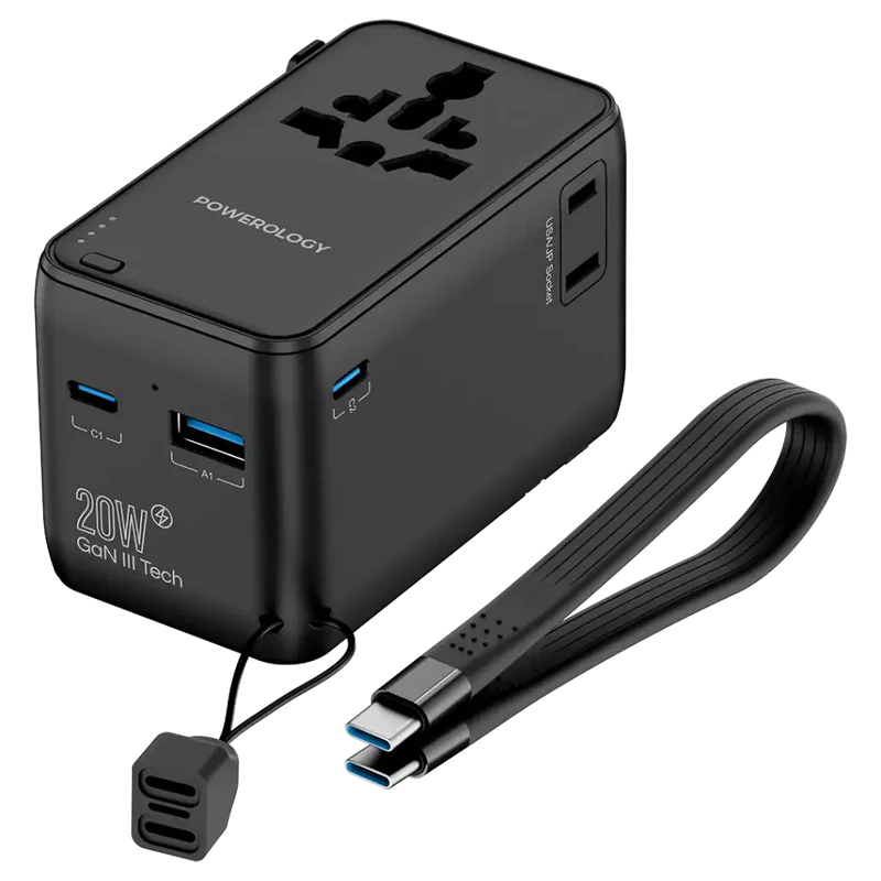 Powerology Power Bank Travel Adapter 2500W 4000 mAh