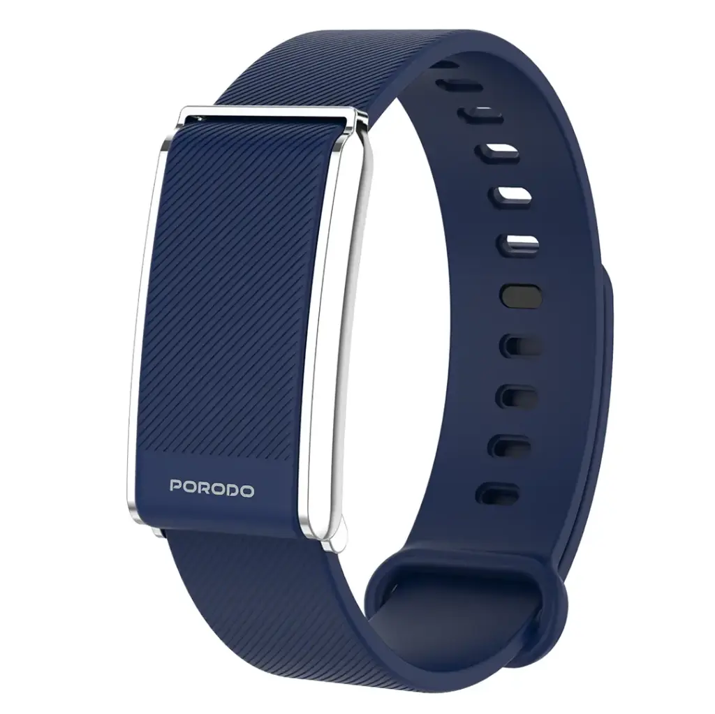 Porodo TrackFit  Screenless Silicone Fitband  Blue  Strap SilverCase -Blue