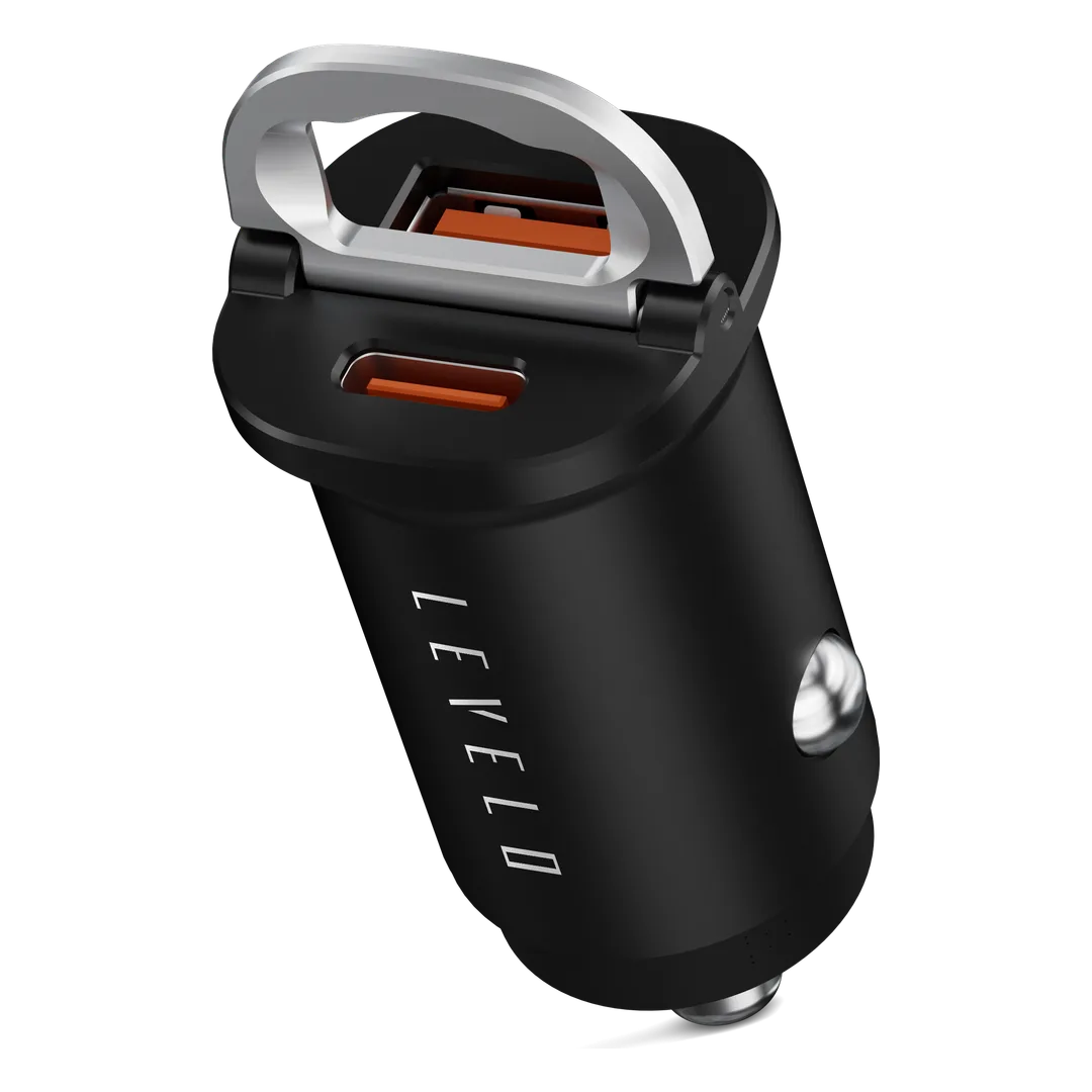 Levelo Kruz 38W Car Charger with C to C Cable - Black
